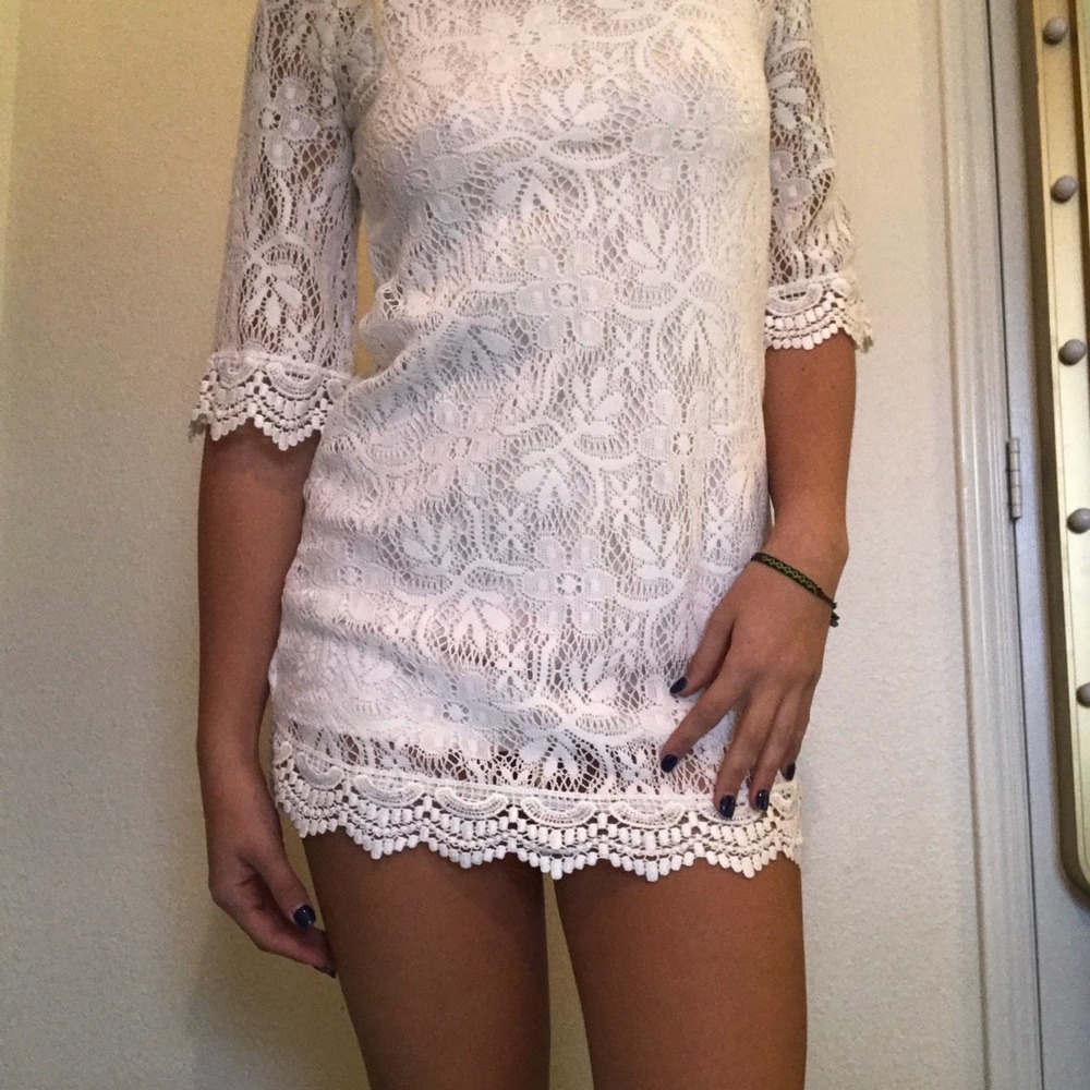 White Laced Mini Dress